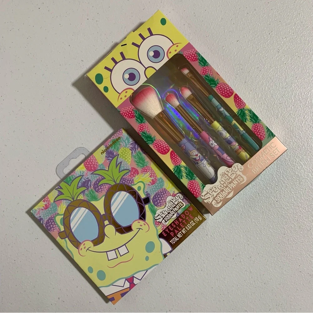 Taste Beauty x SpongeBob SquarePants Eyeshadow Palette & Cosmetic Brush Set-New